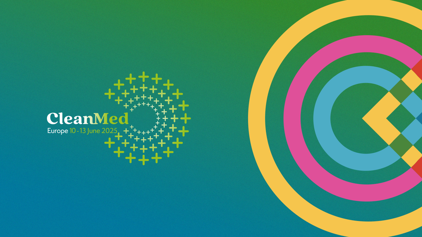 Gradient graphic with CleanMed logo.
