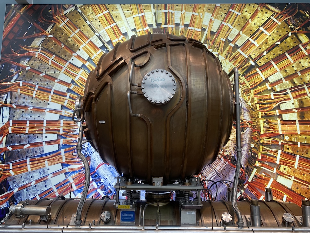 a copper accelerating cavity from CERN’s Large Electron Positron (LEP) collider.