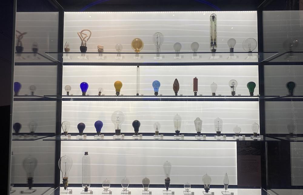 Rows of different lightbulbs in the Energise Gallery.
