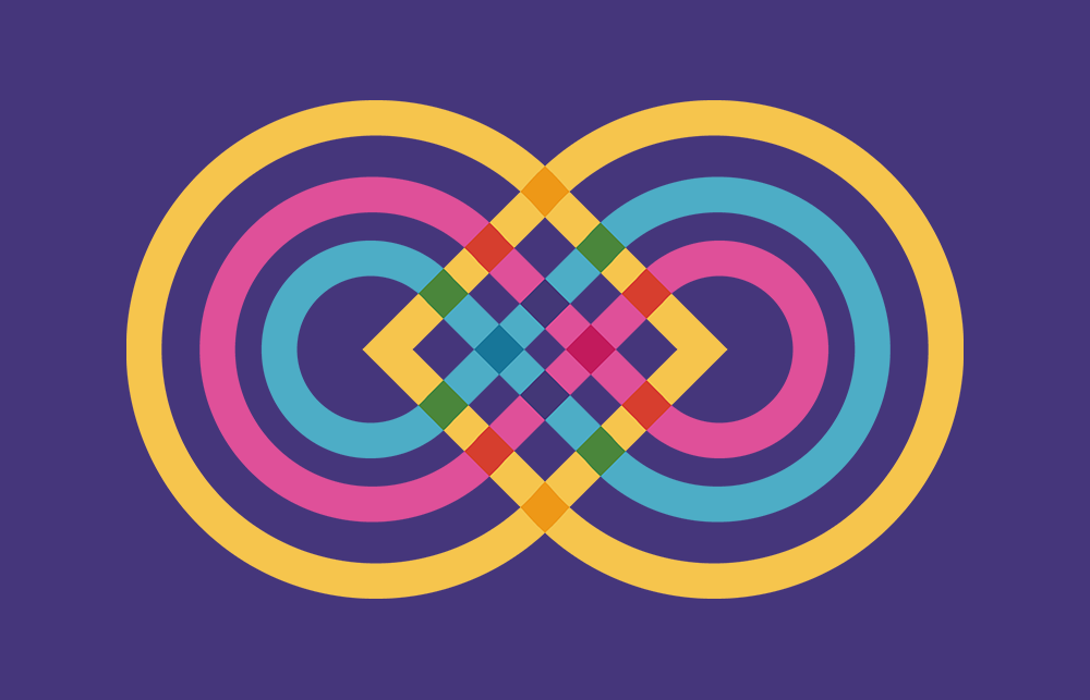 After the Single Use infinity symbol logo on purple background. 
